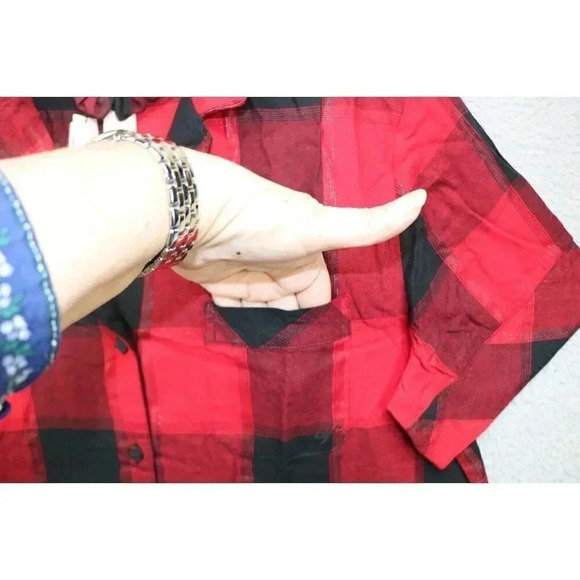 Victoria's Secret Pajama Top-Red and Black Plaid-Medium-Matching Scrunchie-New - Picture 7 of 10